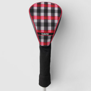 Plaid Popular Abstract Red Black Plaid Collection Golf Head Cover