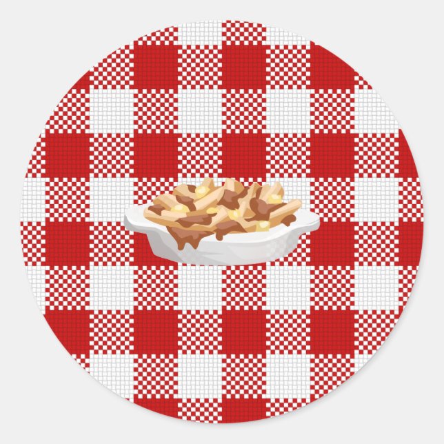 plaid poutine classic round sticker (Front)
