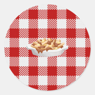 plaid poutine classic round sticker