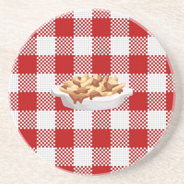 plaid poutine coaster (Front)