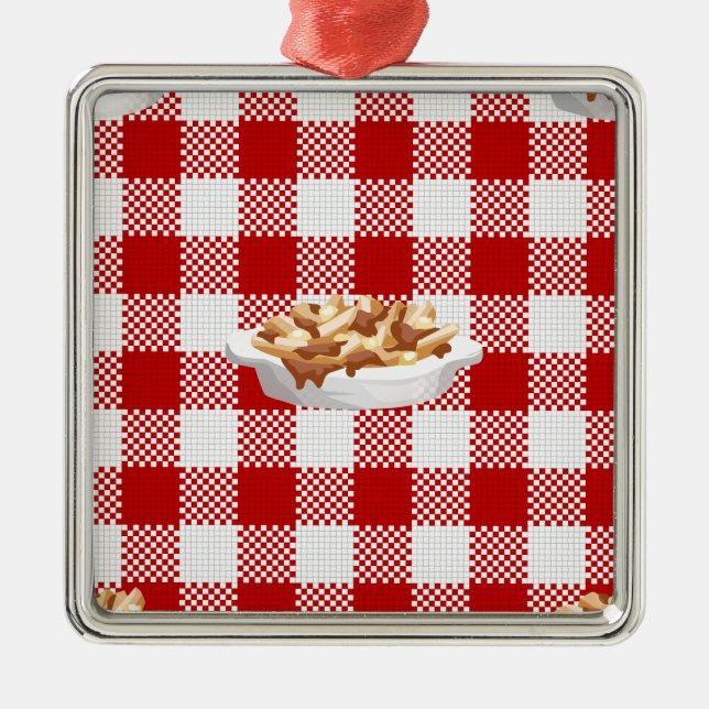 plaid poutine metal tree decoration (Front)