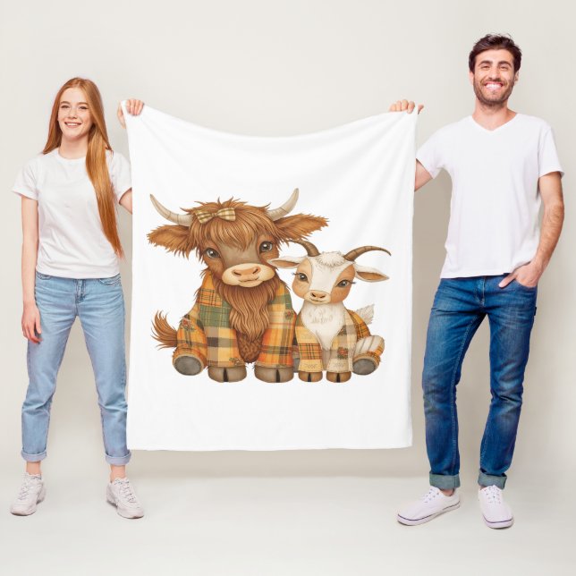 Plaid & Precious Pals Fleece Blanket (In Situ)