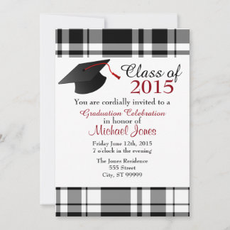 Plaid Print Graduation Invite