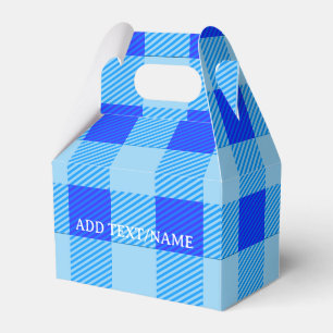 Plaid Print In Blue Custom Favour Box