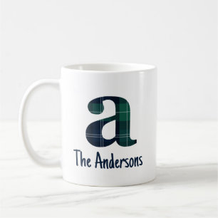 Plaid Print Lowercase Letter a Initial and Name Coffee Mug