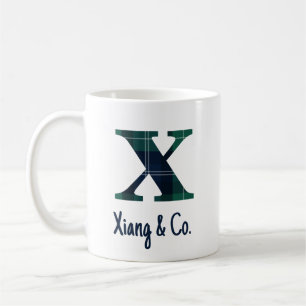 Plaid Print Lowercase Letter x Initial and Name Coffee Mug