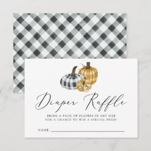 Plaid Pumpkin Baby Shower Diaper Raffle Card