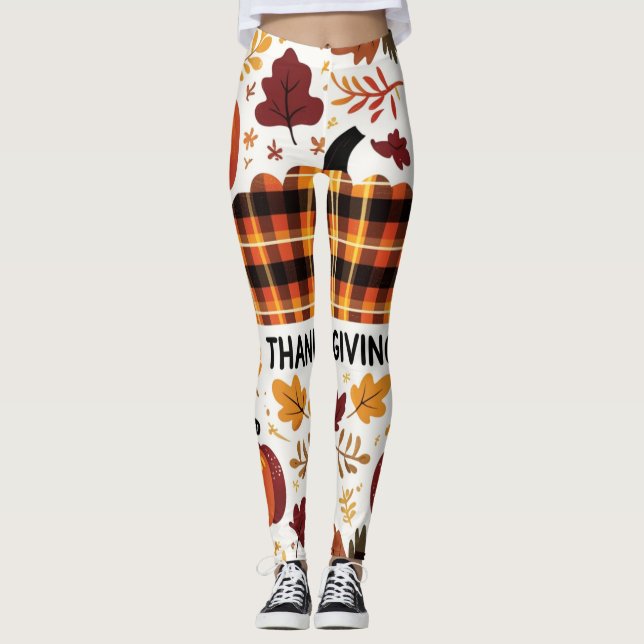 Plaid Pumpkin Parade Leggings (Front)