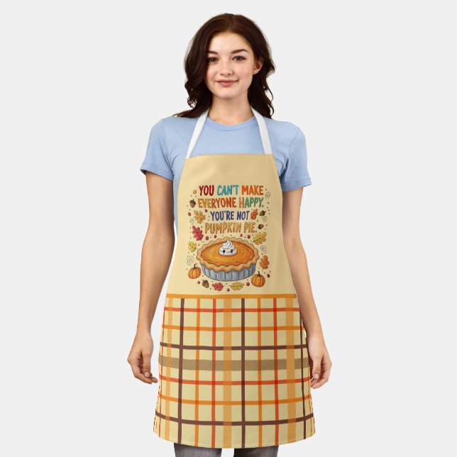 Plaid Pumpkin Pie Baking Funny Autumn Apron (Worn)