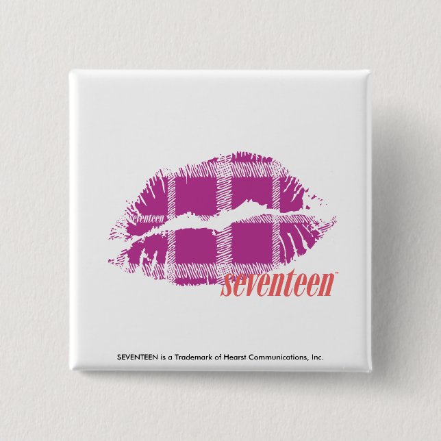 Plaid Purple 15 Cm Square Badge (Front)