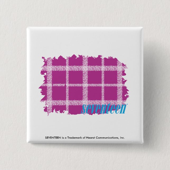 Plaid Purple 4 15 Cm Square Badge (Front)