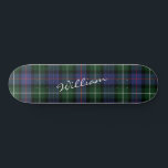 Plaid Purple Green Tartan McKenzie Personalised Skateboard<br><div class="desc">Add a classic and traditional touch with this plaid Clan MacKenzie tartan green purple black check skateboard. Makes a great gift or as a treat to yourself. Match it with your latest decor this season. Contact the designer anytime if you'd like this design modified or added to a different product....</div>