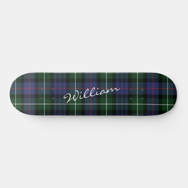 Plaid Purple Green Tartan McKenzie Personalised Skateboard (Horz)
