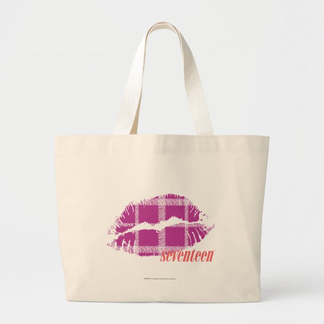 Plaid Purple Large Tote Bag (Front)