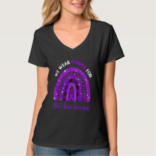 Plaid Rainbow I Wear Purple For Elder Abuse Awaren T-Shirt