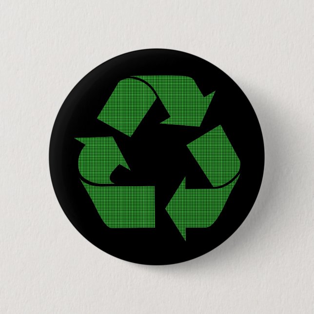 plaid recycle 6 cm round badge (Front)