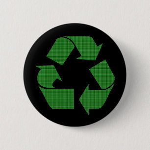 plaid recycle 6 cm round badge