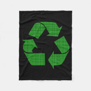 Plaid Recycle T Shirt Fleece Blanket