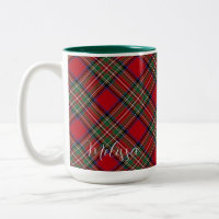 Plaid Red and Green Rustic Script Tartan