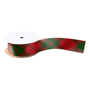 Plaid Red and Green Rustic Tartan Satin Ribbon