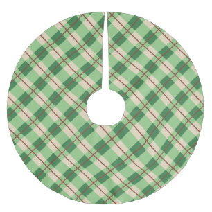 Plaid Red And Green Tartan Chequered Brushed Polyester Tree Skirt