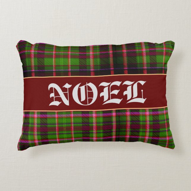 Plaid Red and Green Tarten Christmas Accent Pillow (Front)