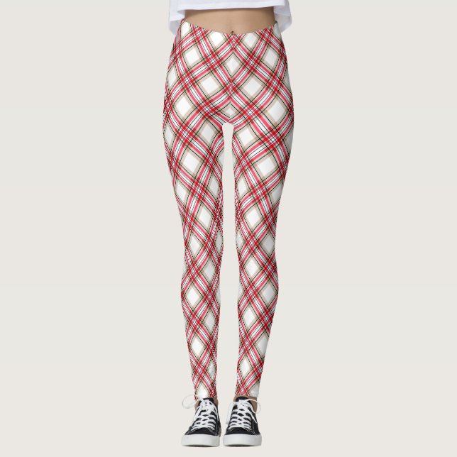 Plaid, red black leggings (Front)
