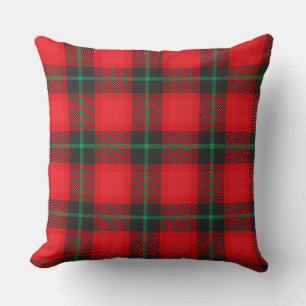 Plaid Red Black with Green Stripes Cushion