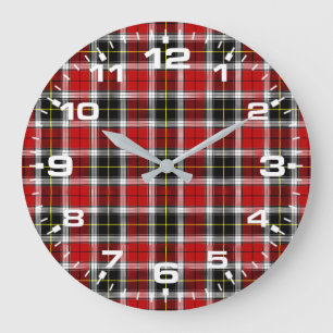 Plaid Red Brown Checks Pattern-52626 Large Clock