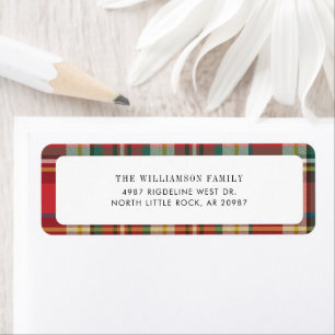 Plaid Red Check Christmas Holiday Return Address