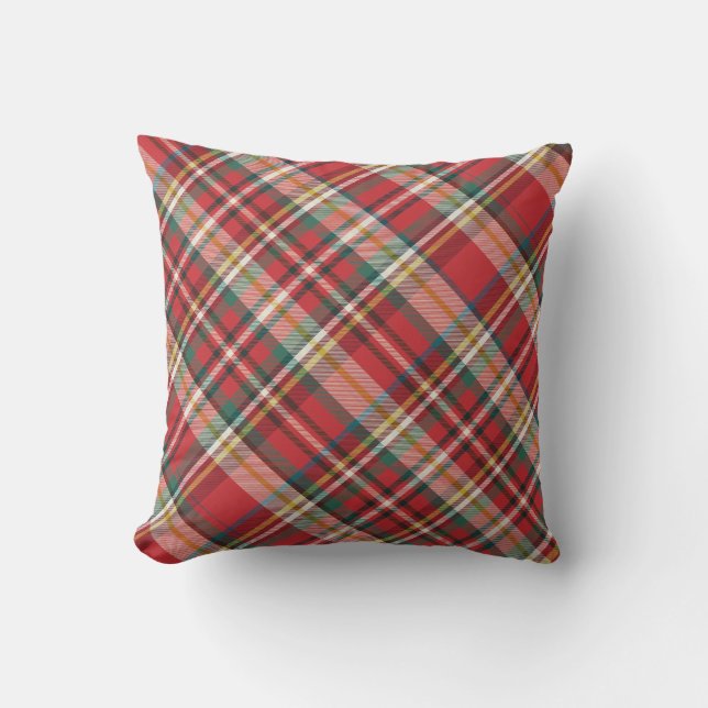 Plaid Red Check Elegant Farmhouse Cushion (Front)