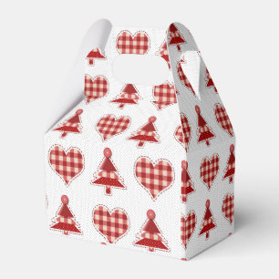 Plaid Red Christmas Trees and Hearts Pattern Favour Box