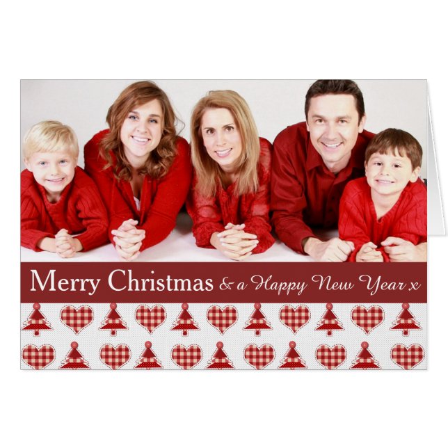 Plaid Red Christmas Trees Pattern Custom Photo (Front Horizontal)