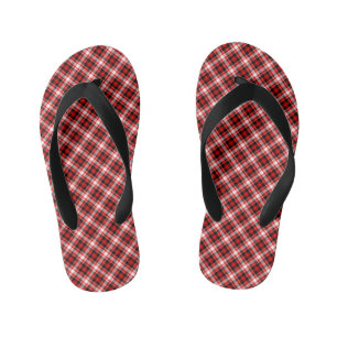 Plaid Red Digital Paper Kid's Flip Flops