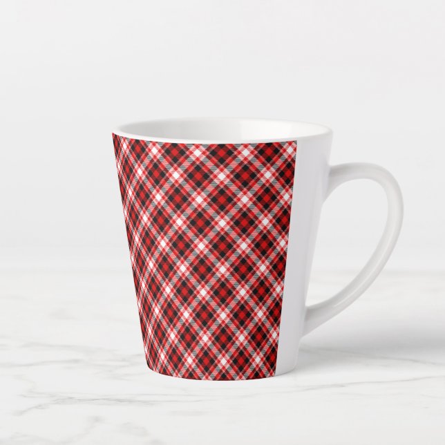 Plaid Red Digital Paper Latte Mug (Right)