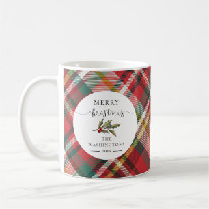 Plaid Red Elegant Merry Christmas Holidays Coffee Mug