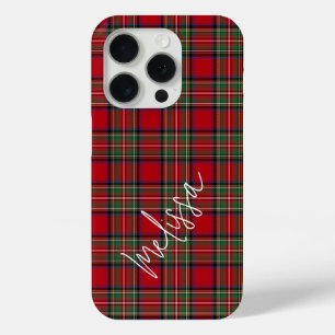 Plaid Red Green Classic Rustic Stewart Tartan iPhone 15 Pro Case