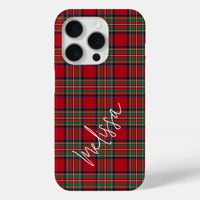 Plaid Red Green Classic Rustic Stewart Tartan Case-Mate iPhone Case (Back)
