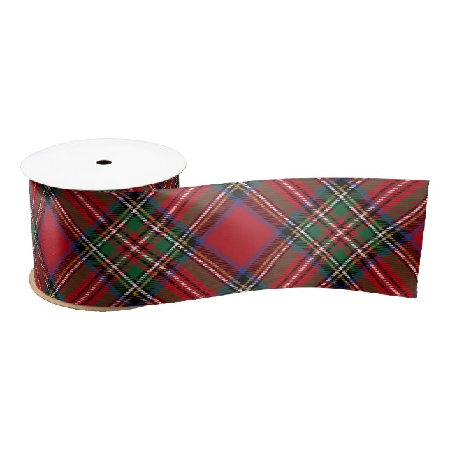 Plaid Red Green Classic Rustic Stewart Tartan Satin Ribbon (Spool)