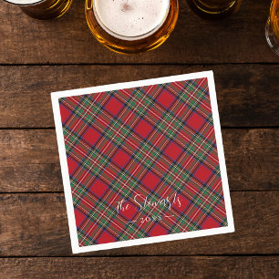 Plaid Red Green Rustic Classic Stewart Tartan Napkin