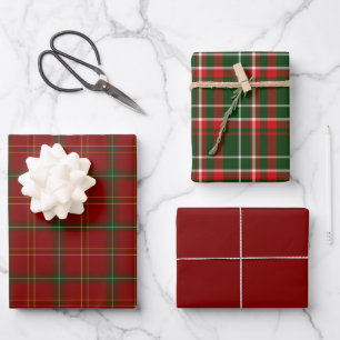  Plaid  Red Green White and Black Wrapping Paper Sheet