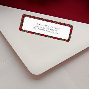 Plaid Red Rustic Christmas Tartan Return Address