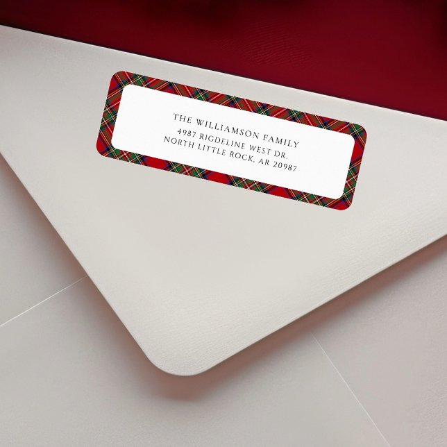 Plaid Red Rustic Christmas Tartan Return Address (Rustic Plaid Tartan Christmas Return Address Label)
