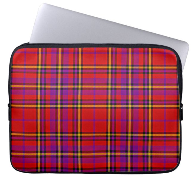 Plaid Red Tartan Swahili Chequered Pattern-54813 Laptop Sleeve (Front)