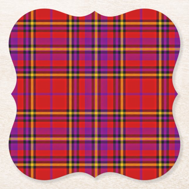 Plaid Red Tartan Swahili Chequered Pattern-54813 Paper Coaster (Front)