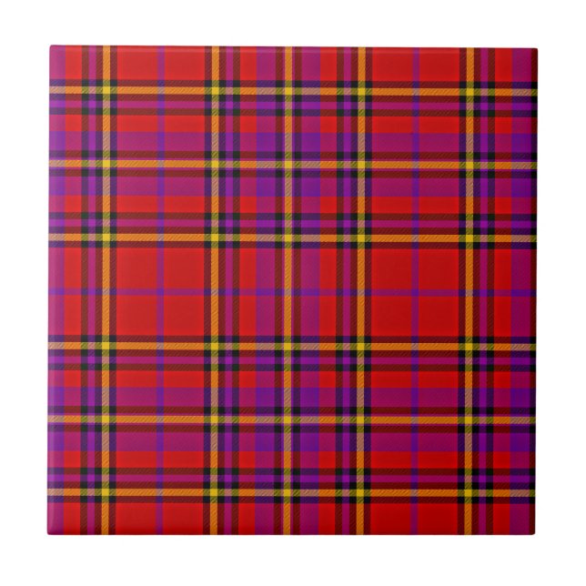 Plaid Red Tartan Swahili Chequered Pattern-54813 Tile (Front)