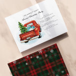 Plaid Red Truck Christmas Party Invitation<br><div class="desc">Celebrate the festive season in style with our Vintage Red Truck Plaid Christmas Party Invitations. The charming design showcases a classic red truck carrying an evergreen tree and gifts. On the reverse side is a timeless plaid pattern in festive reds and greens, sprinkled with snowflakes, and setting the perfect tone...</div>