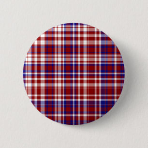Plaid,Red,White,Blue Coll. 01-BUTTON 6 Cm Round Badge