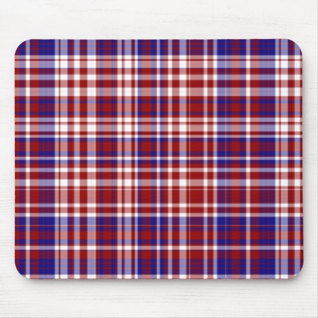 Plaid,Red,White,Blue Coll. 01-MOUSEPAD Mouse Mat (Front)