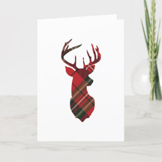 Plaid Reindeer Head Holiday Card